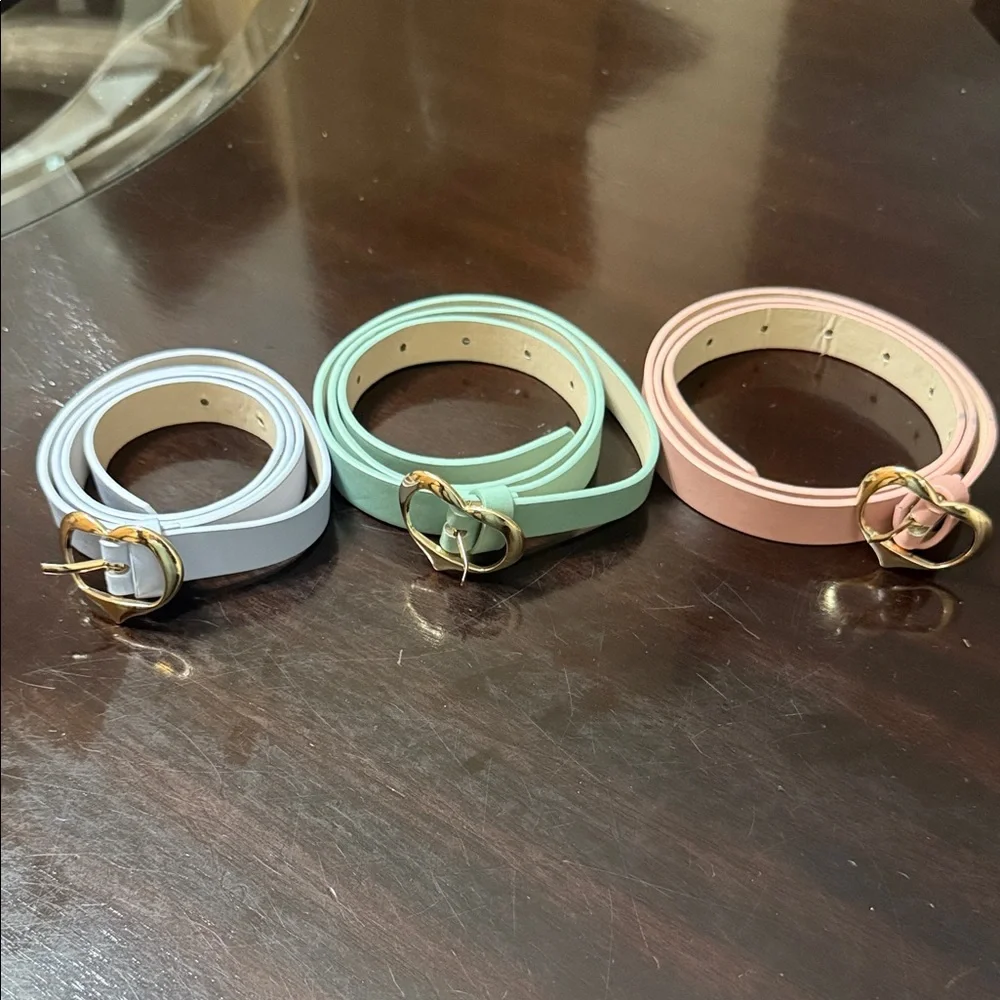 Set of Three Satin Belts in Pastel Colors